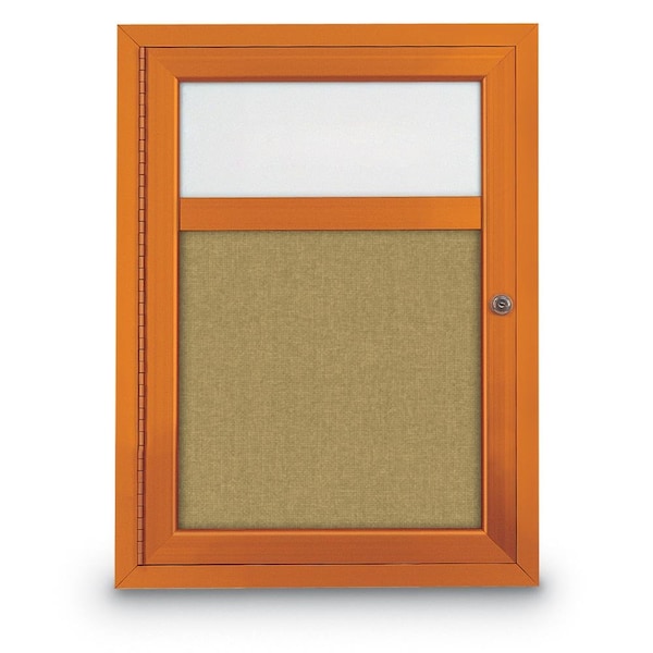 Slim Enclosed Corkboard, 30"x30", Black Alum Frame/Burgundy